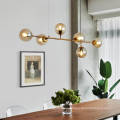 Gold And Amber Glass Linear Modern Pendant Lamp